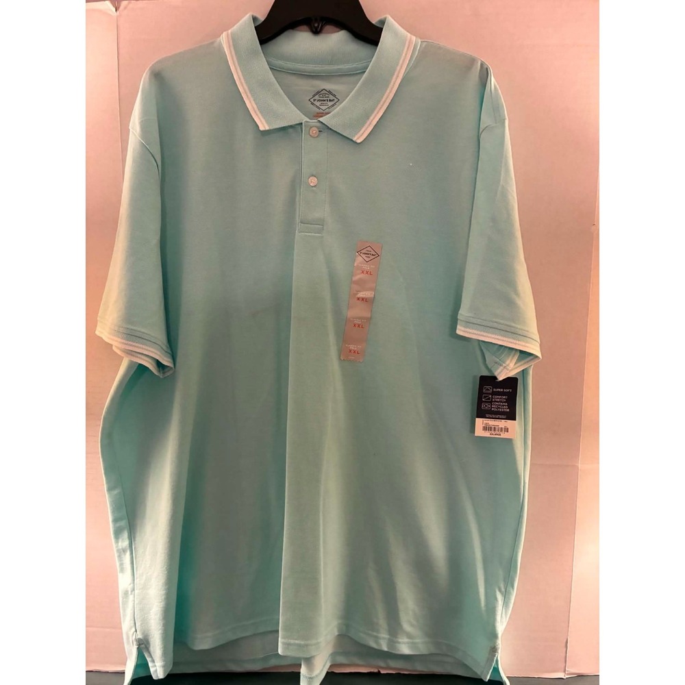 St. John's Bay Mens XXL Mint Green Polo Shirt Comfort Stretch Short Sleeve